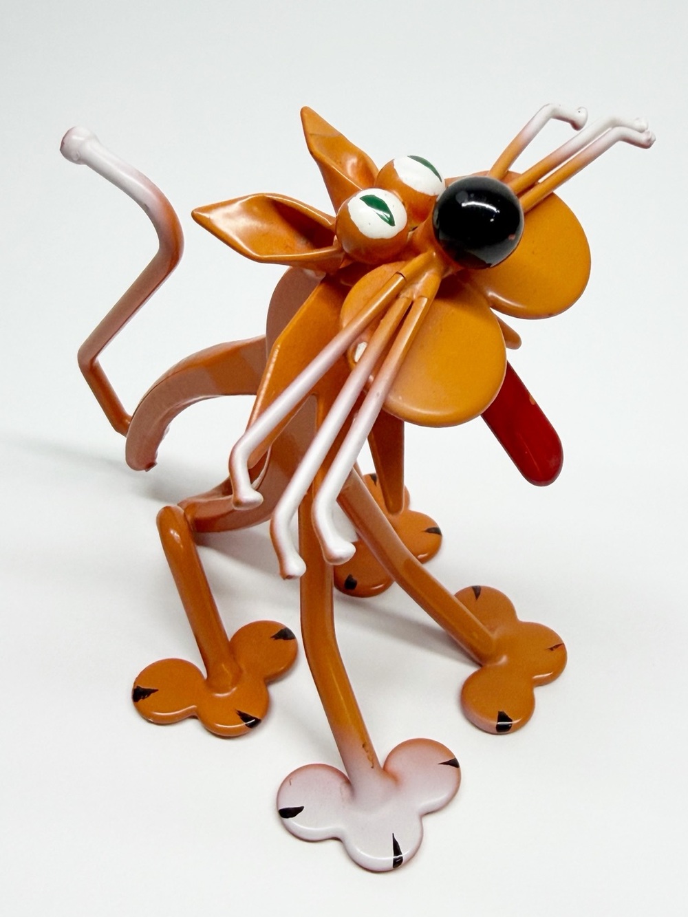 Orange Cat Brutalist Metal Art Figurine 4”